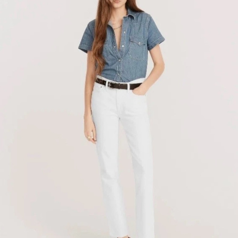 J crew 9” vintage slim straight jeans white